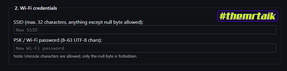 Inserimento Credenziali e SSID nel Firmware Patcher MeshCore